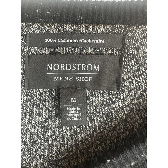 Nordstrom Men's Shop 100% Cashmere LS Crew Neck Sweater Black Speckled Medium - Picture 9 of 12
